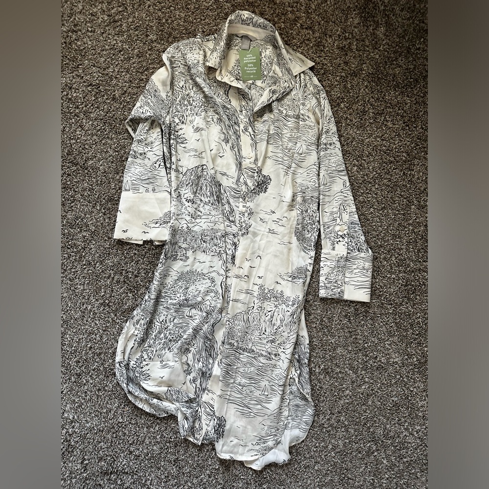 NWT H&M Silk Midi Shirt Dress